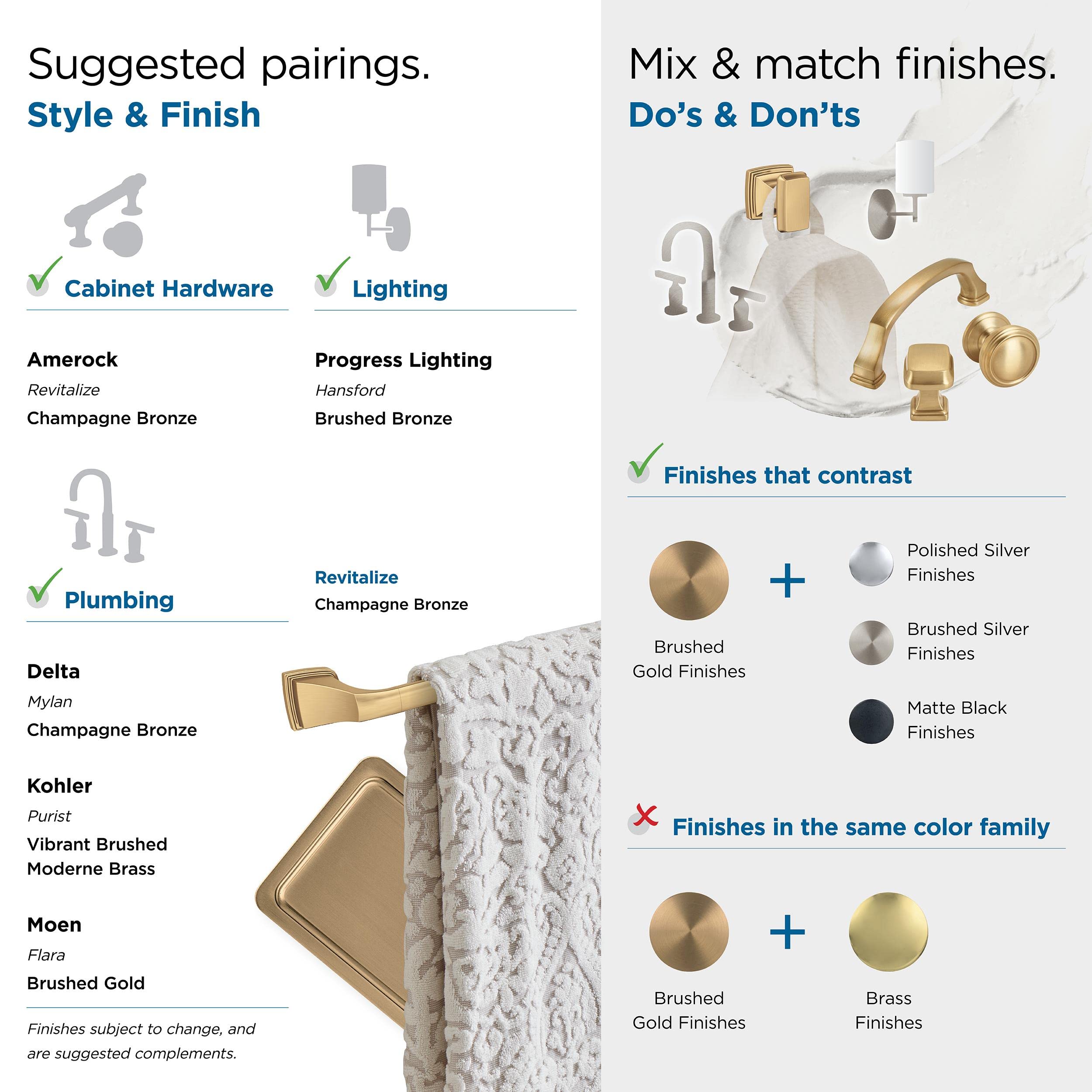 Amerock Champagne Bronze 5-Piece Bathroom Accessories Set - Modern Towel Bar, Toilet Paper Holder & More for Elegant Bathroom Decor