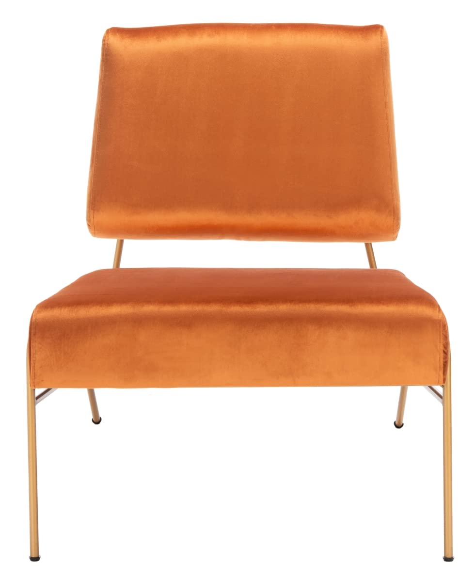 SAFAVIEH Romilly Sienna Velvet Accent Chair with Gold Legs - Modern Living Room, Dining Room, Bedroom & Office Furniture - Perfect for Home Decor, Lounge Seating & Entryway Foyer