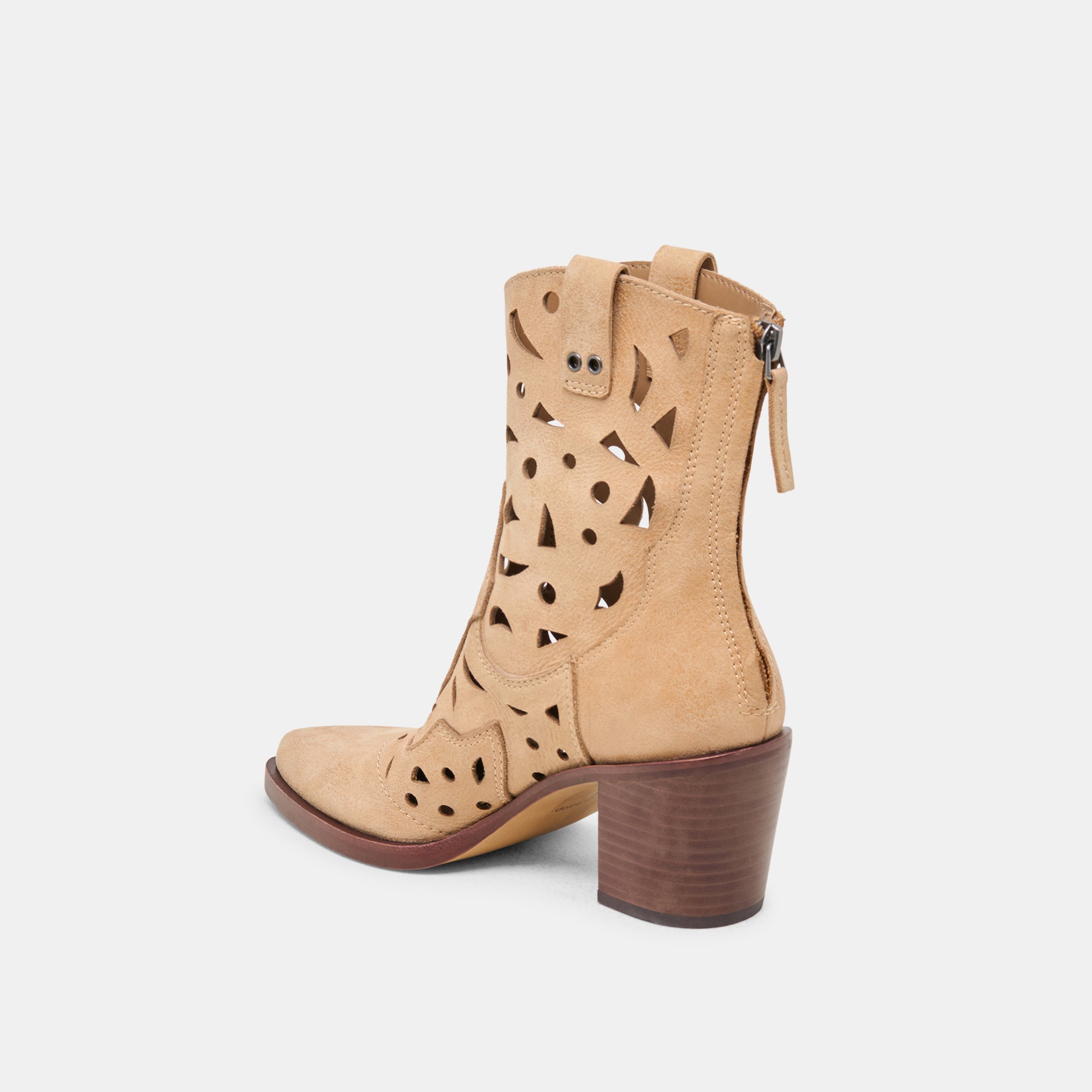 ZENOBI Women's Distressed Leather Booties in Camel Color - Stylish Ankle Boots for Fall & Winter Fashion Outfits