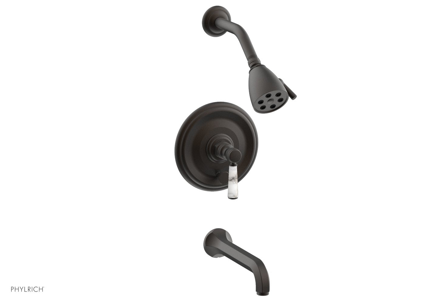 HEX TRADITIONAL Pressure Balance Tub and Shower Faucet Set - White Marble Lever Handle 500 28 - Perfect for Modern Bathroom Renovation and Spa-Like Shower Experience