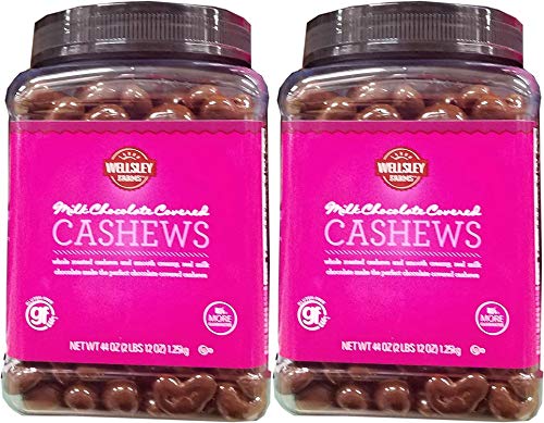 Premium Milk Chocolate Covered Cashews - 44 Oz (4 Pack Set of 2) | Gourmet Snacks for Parties, Gifts & Healthy Desserts | Bulk Nut Treats for Office, Home & Holiday Celebrations
