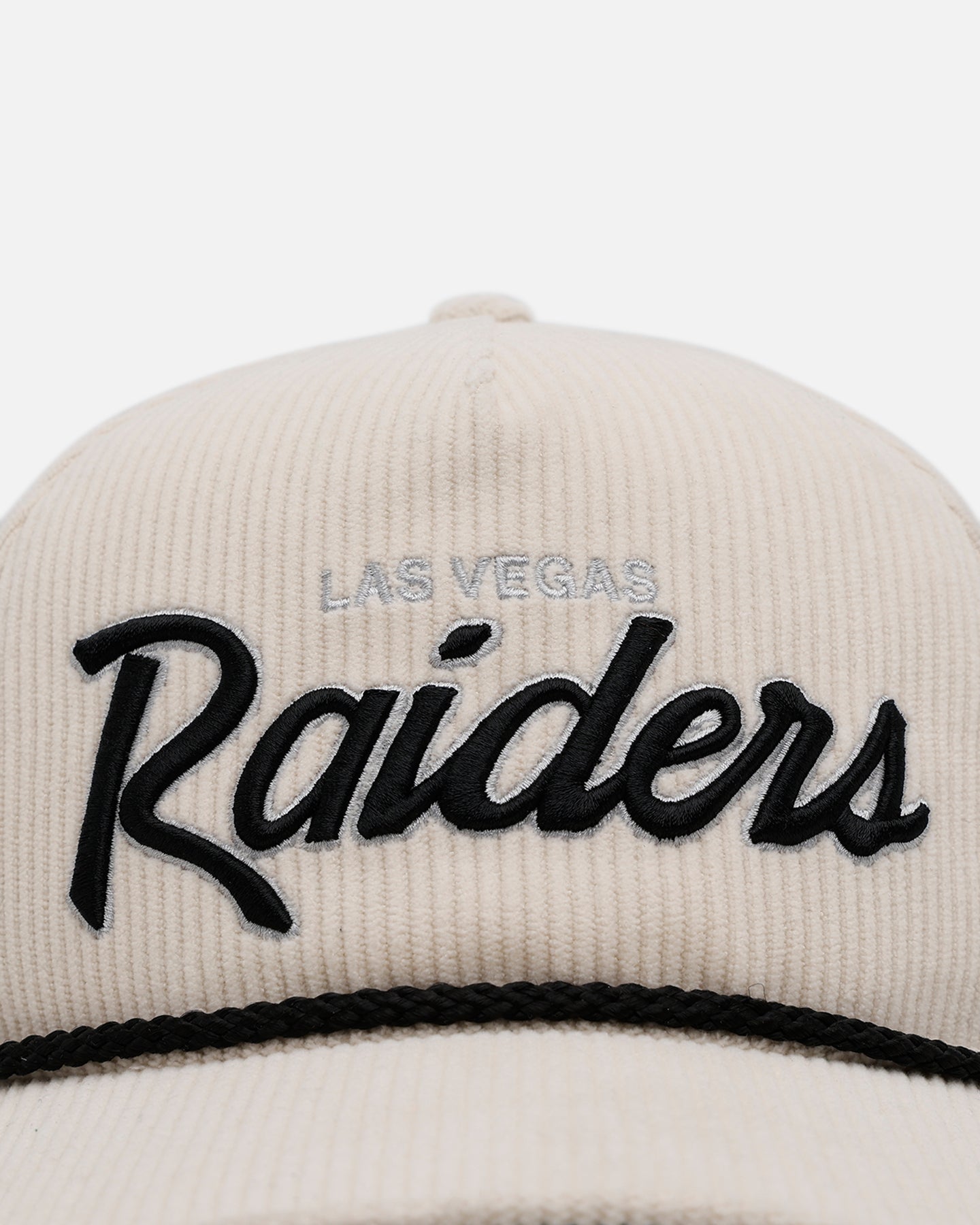 47 Brand Las Vegas Raiders 'Natural Script' Premium Corduroy Snapback Hat - Official NFL Licensed Adjustable Cap for Men & Women - Perfect for Game Day, Sports Events & Casual Wear