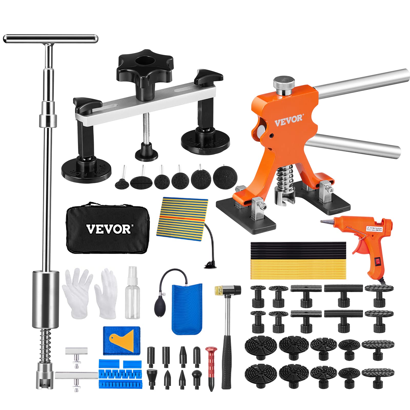 VEVOR 73-Piece Dent Repair Kit - Professional Paintless Dent Removal Tool Set with Golden Lifter, Bridge Puller & Slide Hammer - Perfect for Car Body Repair, Washing Machine & Refrigerator Dent Removal - Ideal for DIY Auto Body Repair & Appliance Maintenance