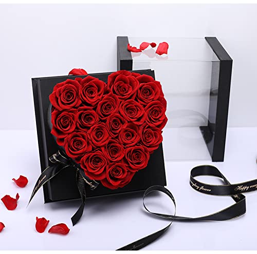 Handmade Eternal Rose Gift Box - Preserved Fresh Cut Roses Lasting 1 Year | Perfect Birthday, Valentine's Day, Mother's Day & Anniversary Gift for Women | Romantic Home Decor & Luxury Present for Her