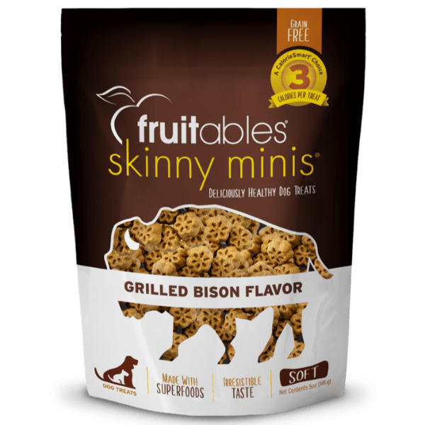 Fruitables Skinny Minis Grilled Bison Flavor Dog Treats - Healthy Low-Calorie Training Snacks for Small & Medium Dogs - Perfect for Reward, Training & On-the-Go Treats