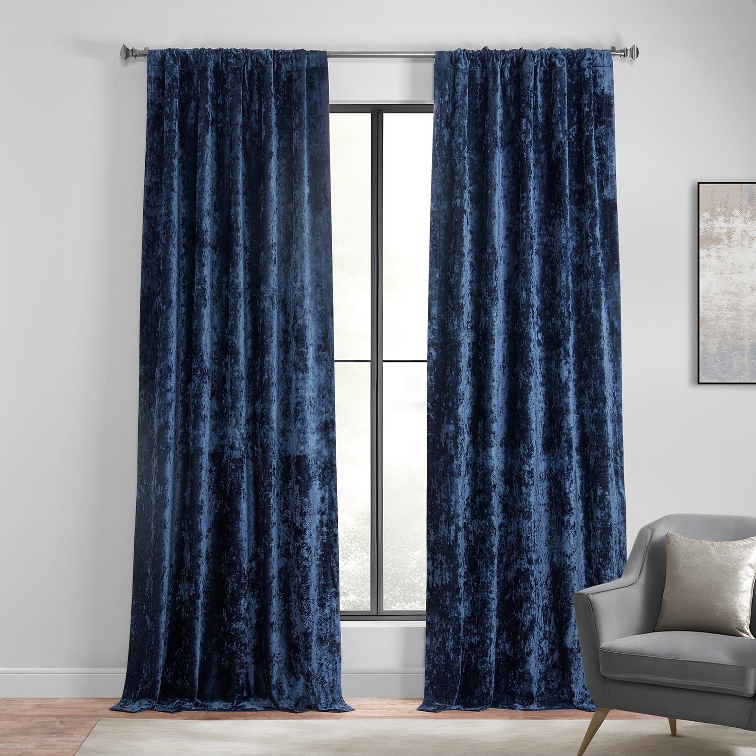 Sapphire Blue Velvet Blackout Curtains - Thermal Insulated Room Darkening Drapes for Bedroom & Living Room - Noise Reducing & Energy Efficient Window Treatments