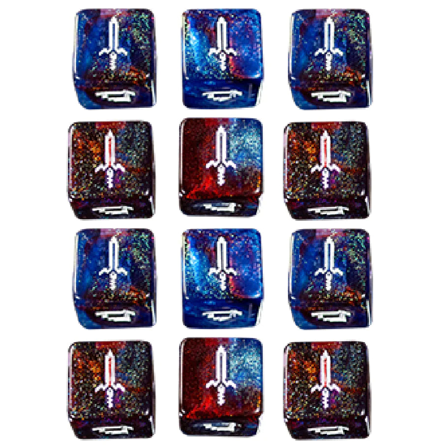 1UP Dice 12d6 RPG Dice Set - Mythical Sword Design for Dungeons & Dragons, Pathfinder & Tabletop Games - Perfect for D&D Players, Collectors & Fantasy Roleplaying Enthusiasts