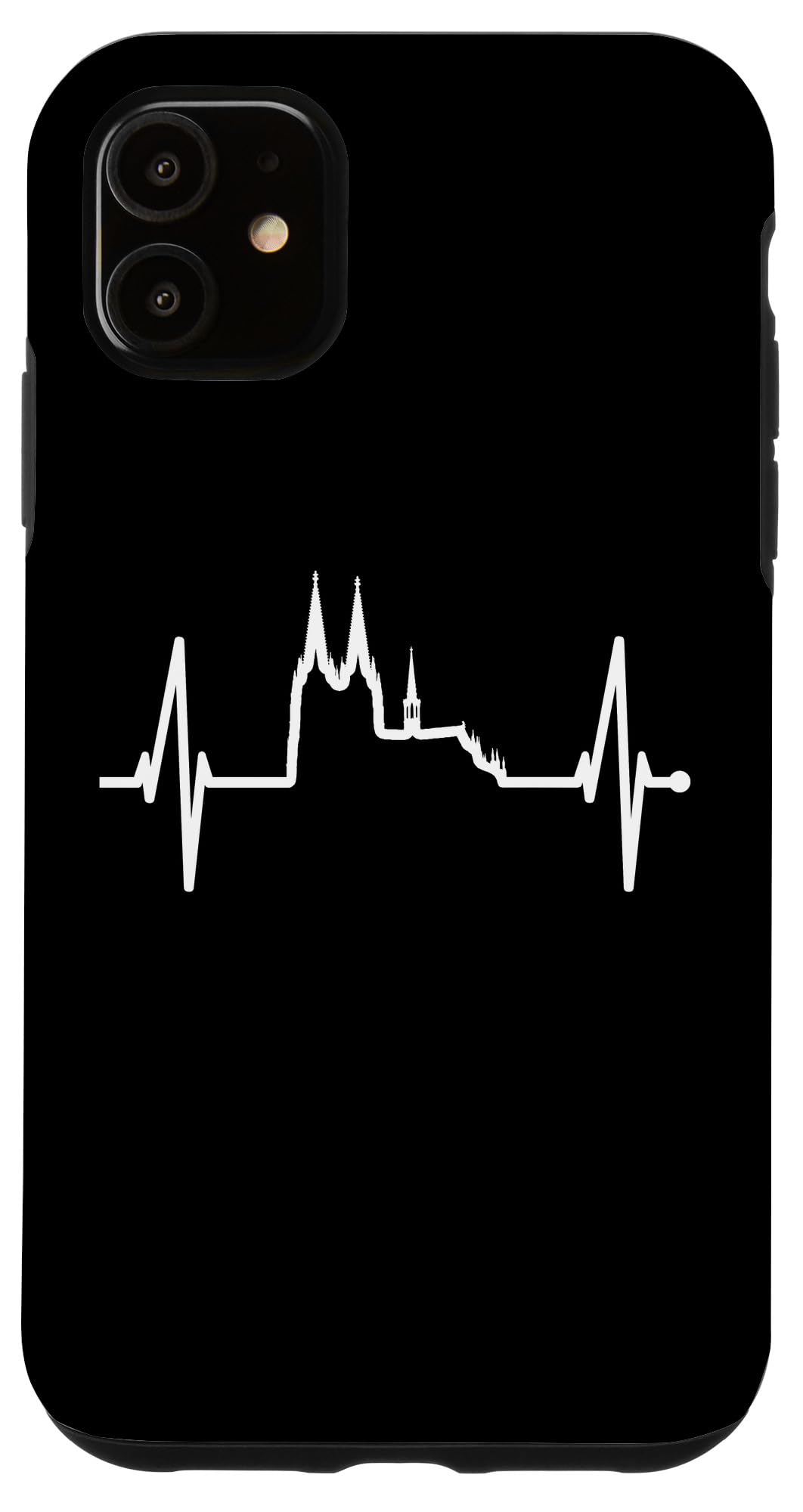 iPhone 11 Case - Cologne Skyline Design with Heartbeat & Cathedral Love Theme | Stylish Protective Cover for Travel, Dating & Special Occasions