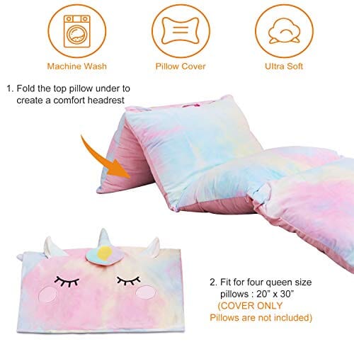 Unicorn Kids Floor Pillow - Soft Bed Seat Cover for Girls, Queen Size - Perfect for Playroom, Bedroom, and Cozy Reading Nook