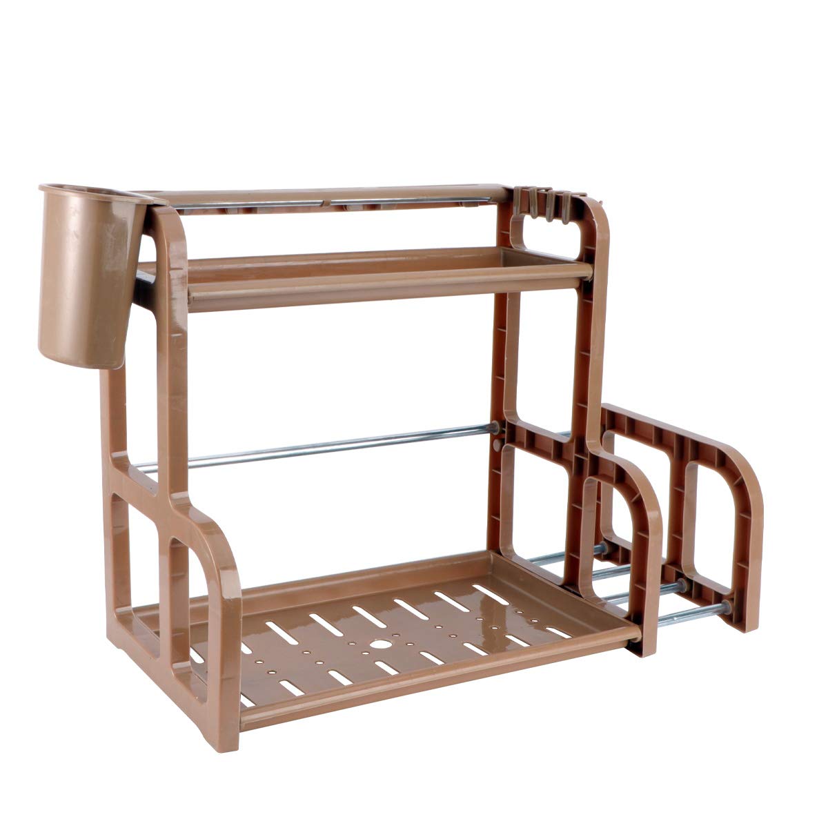 2-Tier Kitchen Organizer Shelf - Spice Rack & Utensil Holder for Countertop Storage - Perfect for Organizing Cooking Tools, Cutlery, and Seasoning Jars in Your Dressing Room or Kitchen