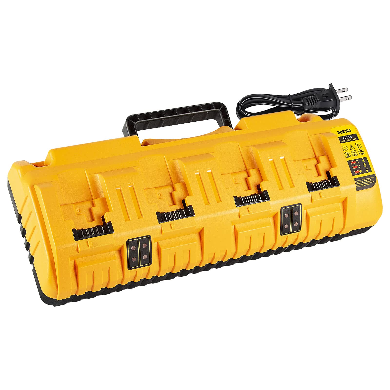 TeenPower Battery Charger Station Replacement for Dewalt DCB104 - Fast Charging for Dewalt 12V & 20V Max Lithium Batteries (Yellow) - Perfect for Power Tools, DIY Projects & Professional Worksites
