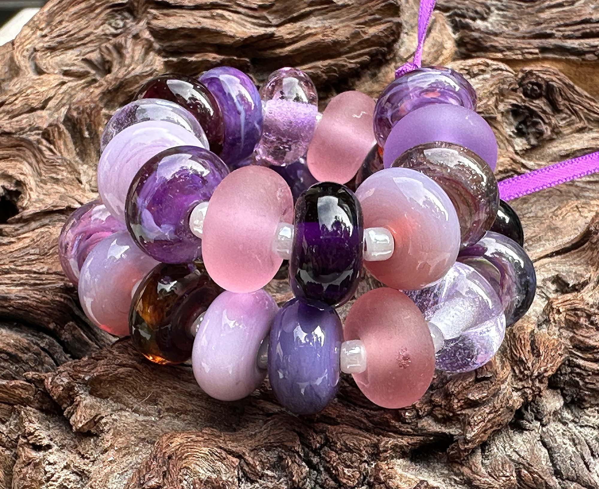 28pcs Purple Swirl Lampwork Glass Beads for Jewelry Making - Handmade SRA Beads Set for Bracelets, Necklaces & DIY Crafts - Perfect for Beaders & Artisans