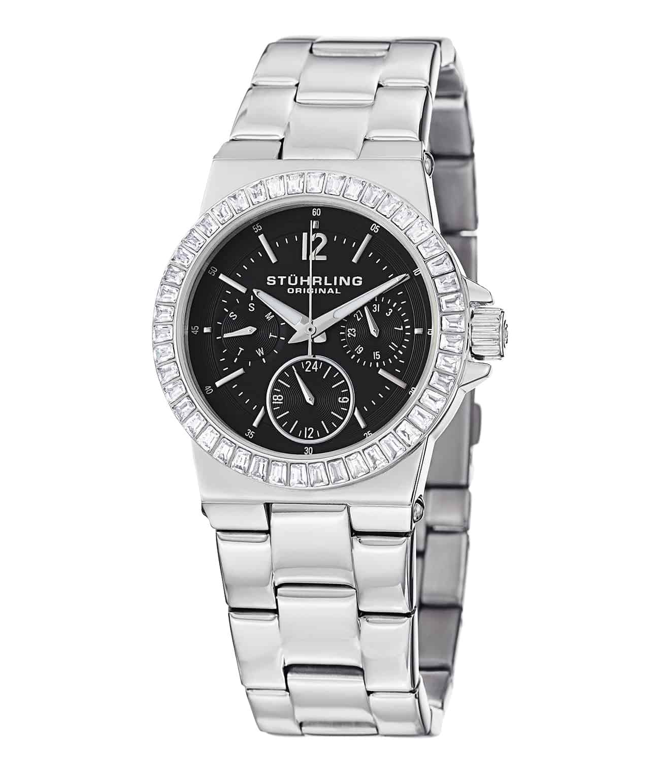 Black Dial / Silver Case / Silver Stainless Steel Bracelet Deployant Buckle