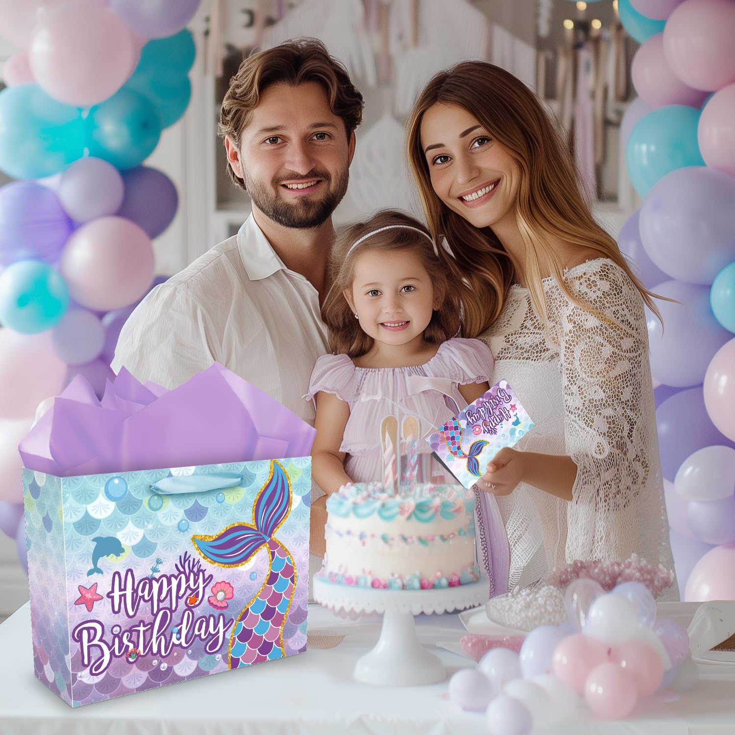 MDCGFOD 13 Inch Large Birthday Gift Bags with Tissue Paper & Greeting Card - Kids Birthday Party Favors, Baby Shower Supplies & Shopping Bags for Birthday Celebrations, Theme Parties and Special Occasions