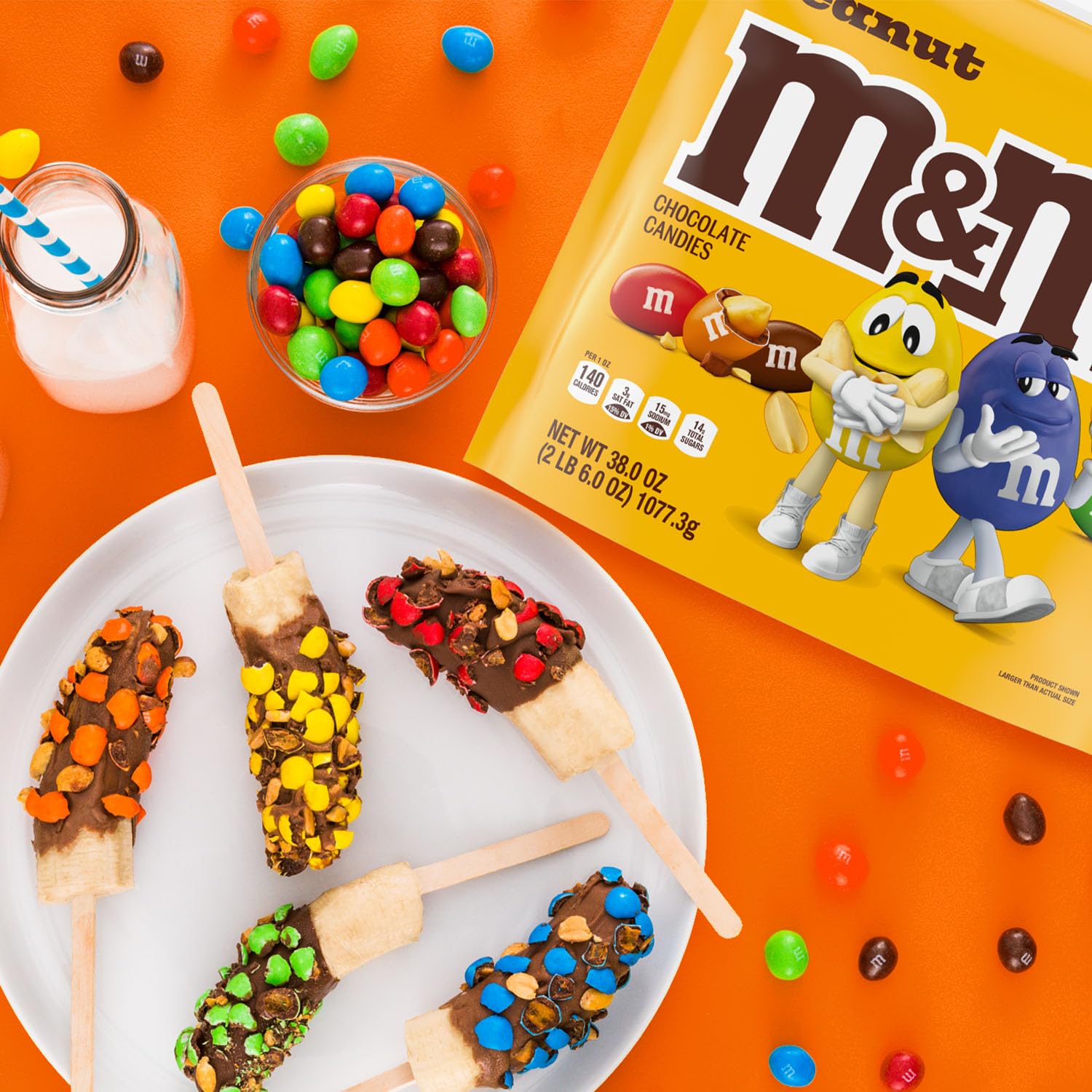 M&M'S Peanut Milk Chocolate Candy Bulk - Party Size 38 oz Bag (Pack of 2) - Perfect for Halloween, Christmas, Birthday Parties & Office Snacks