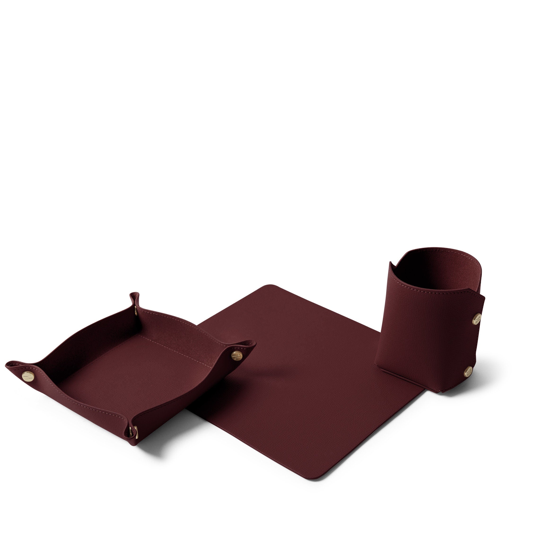 Premium Oxblood Leather Travel Desk Set - Portable Office Organizer for Business Professionals & Remote Work - Perfect for Airplanes, Hotels & Home Offices
