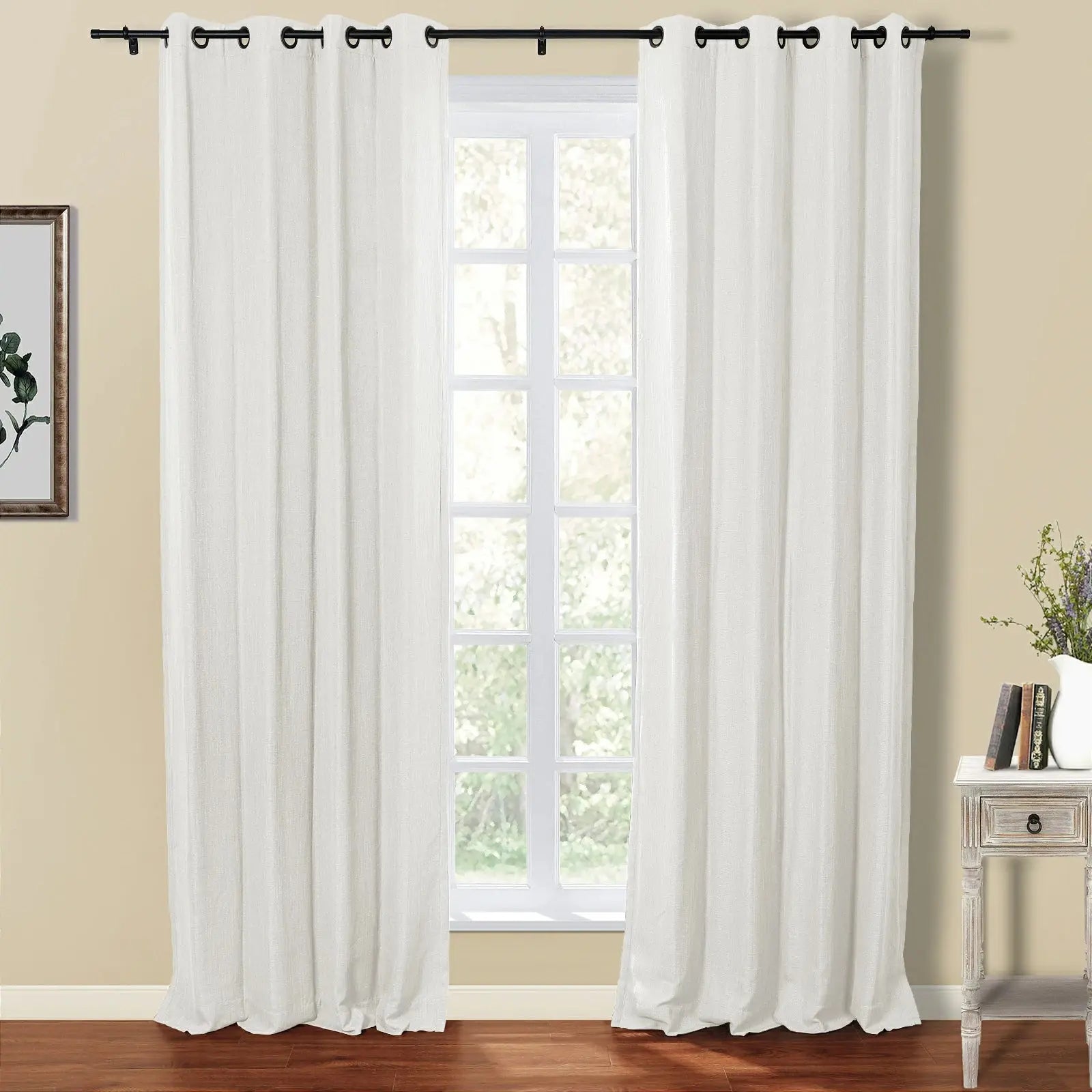 Kyla Lightweight Faux Linen Grommet Curtain Panels - Elegant Window Treatments for Living Room, Bedroom & Home Decor