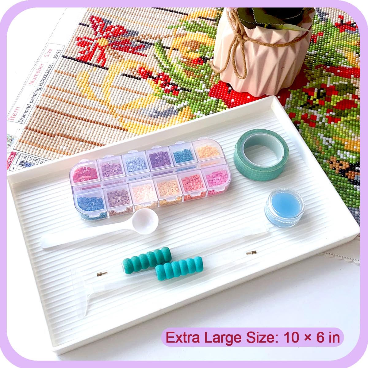 5-Piece Large Diamond Painting Tray Organizer Set - Plastic Bead Storage Containers for DIY Diamond Art & Rhinestone Crafts | Perfect for Gem Painting, Scrapbooking & Home Decor Projects
