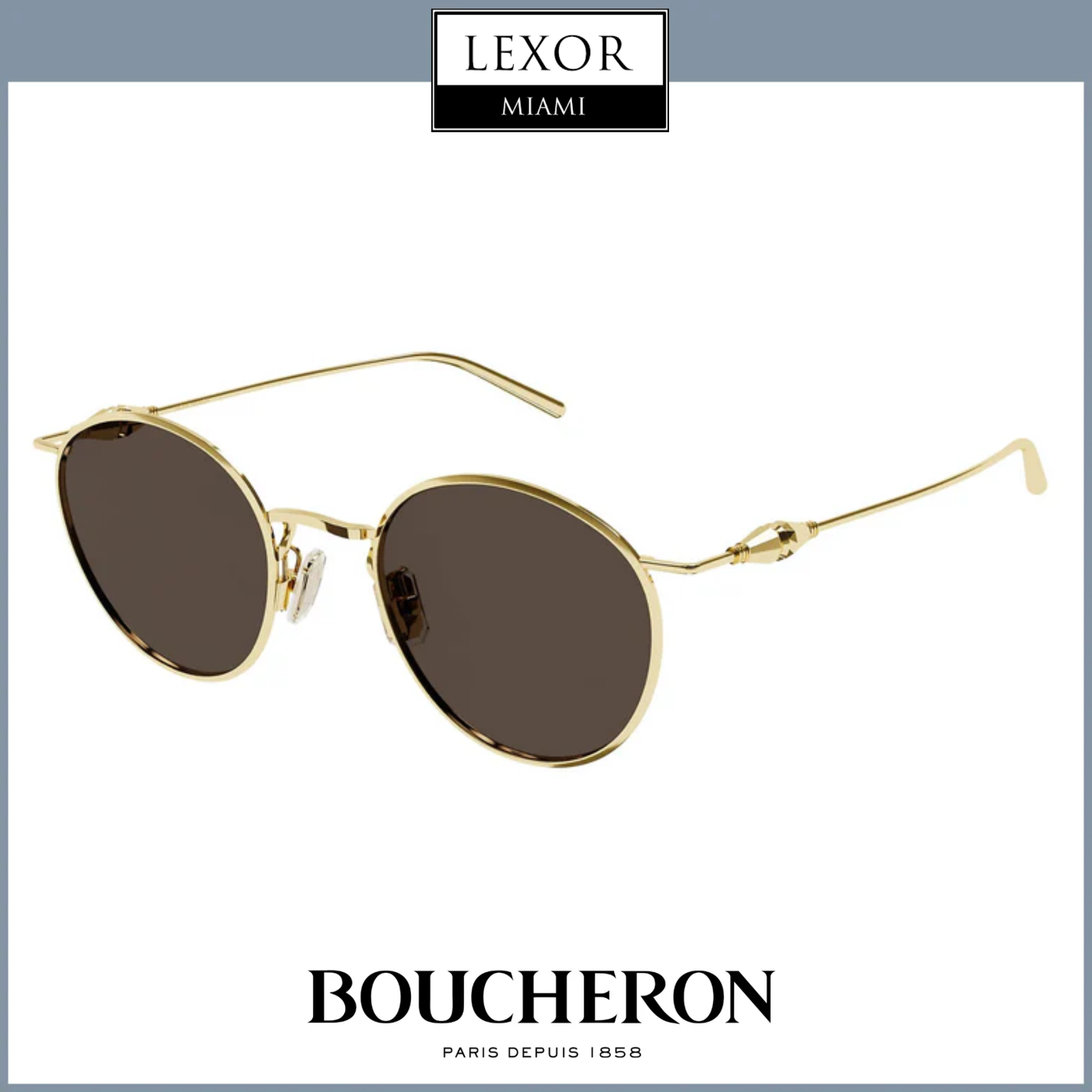 Boucheron BC0126S 002 50 Women's Metal Sunglasses - Stylish UV Protection for Outdoor Activities & Fashion