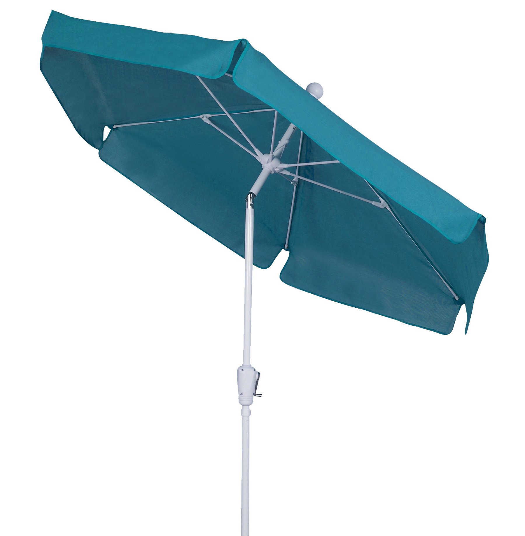 7.5ft Teal Patio Umbrella with Push-Button Tilt Mechanism & White Pole - Perfect for Backyard, Poolside, and Outdoor Dining Areas