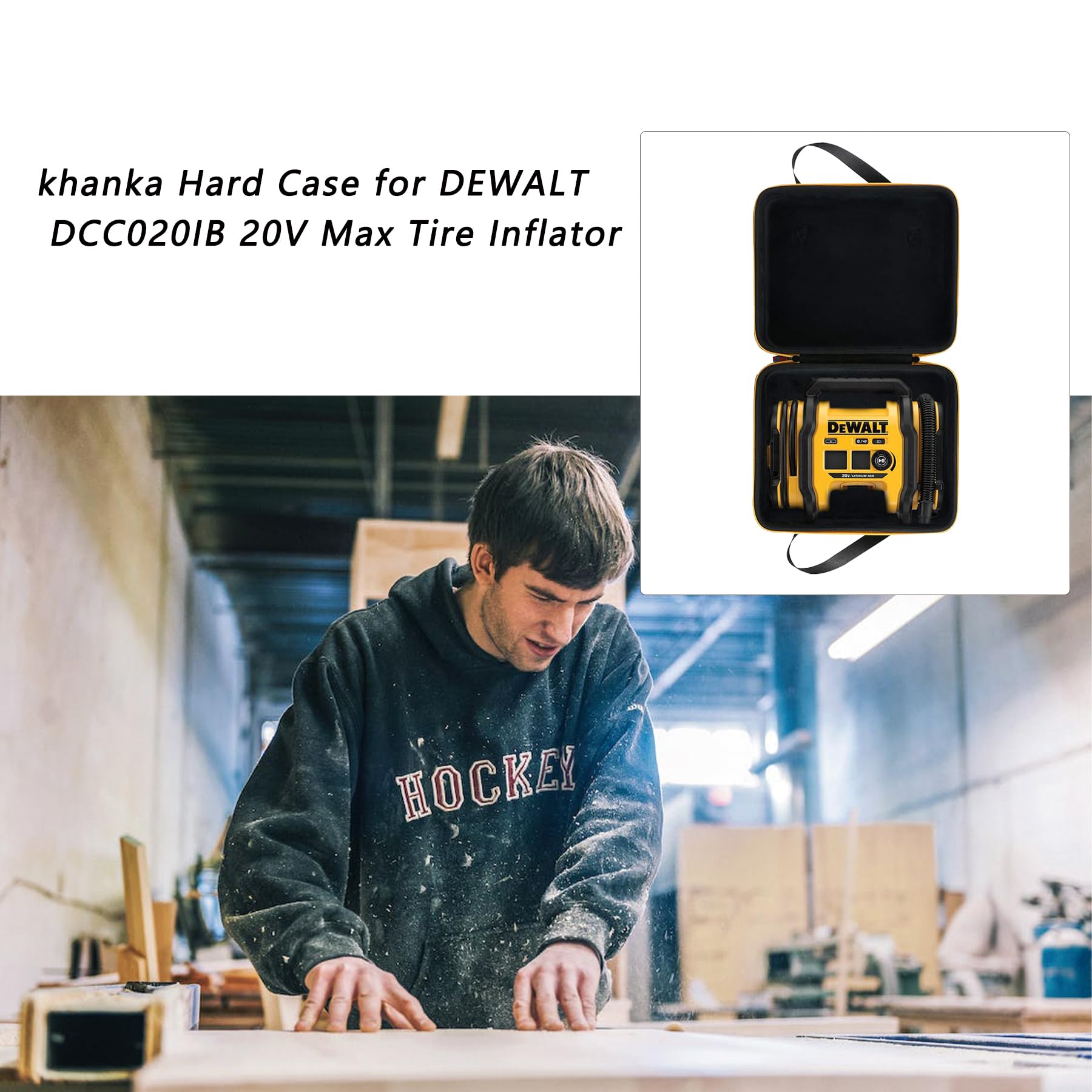DEWALT DCC020IB 20V Max Tire Inflator Hard Replacement Case - Durable Protective Cover for Air Compressor Accessories | Perfect for Car, Bike & RV Tire Maintenance