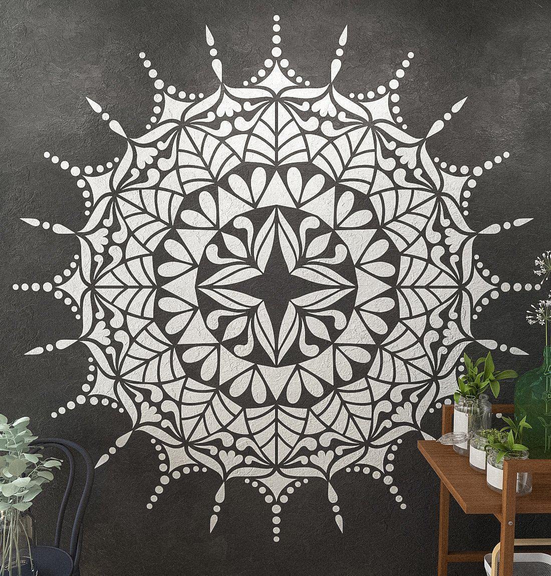 Extra Large Mandala Stencil Comet for Wall & Floor Painting - Reusable DIY Art Templates for Home Decor, Yoga Studios & Meditation Spaces