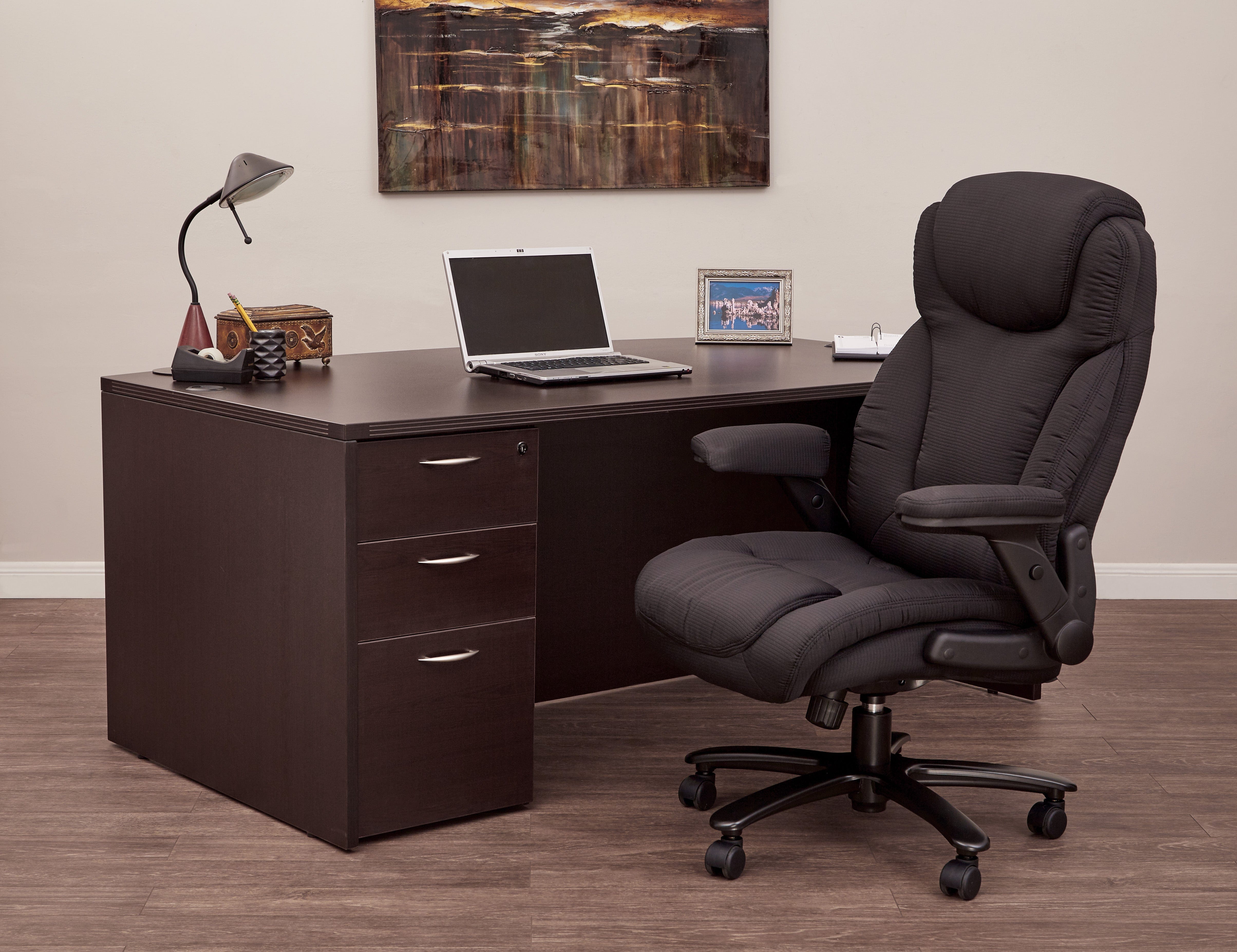 Pro Line II High Back Big and Tall Office Chair - Ergonomic Executive Desk Chair with Black Fabric for Heavy Duty Use [39203] | Perfect for Home Office, Gaming & Workspaces