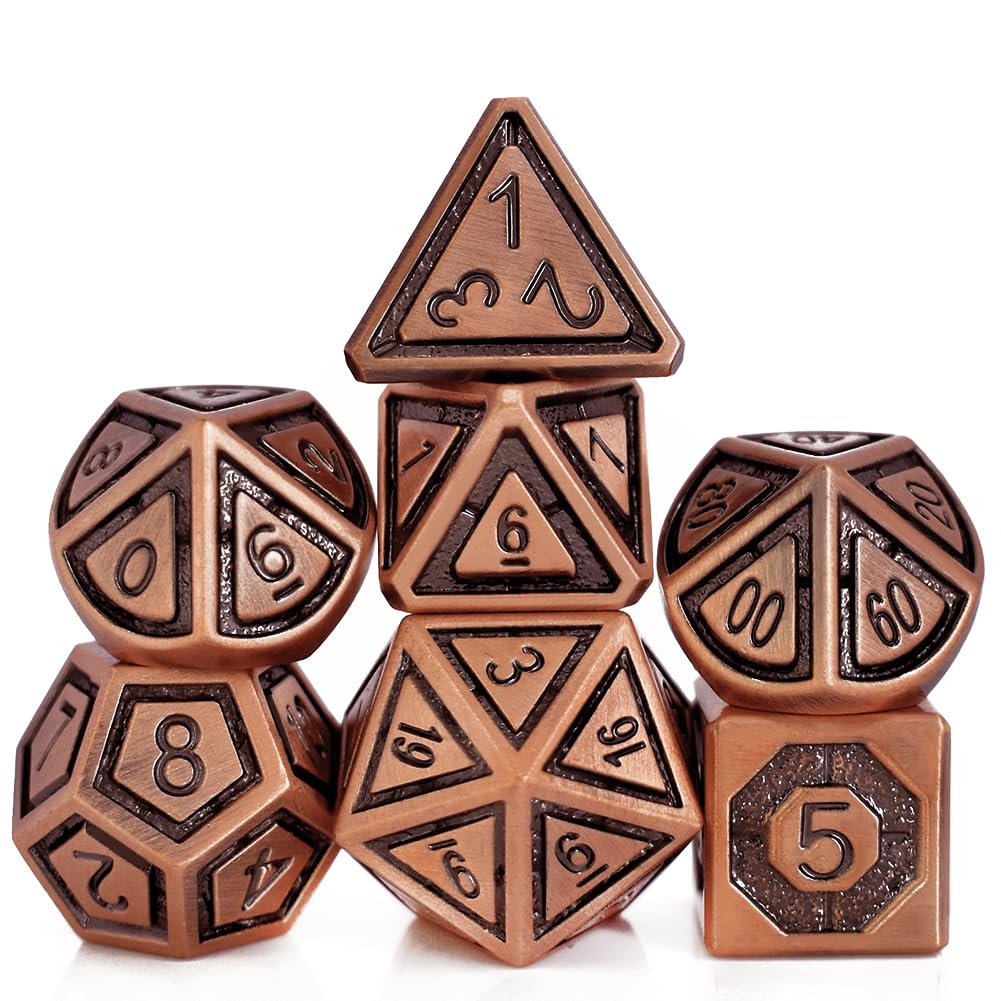 RULE DICE Premium Metal D&D Dice Set - 7-Piece Polyhedral RPG Dice for Dungeons and Dragons, Tabletop Role Playing Games (Orange) - Perfect for D&D Campaigns, Pathfinder, and Fantasy Board Games