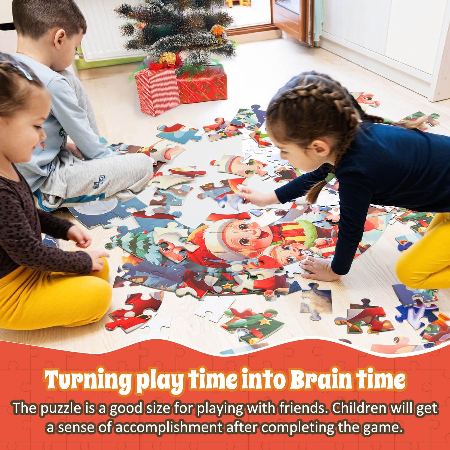 Christmas Jumbo Floor Puzzle for Kids - 70pc Santa Snowman Toy for Toddlers 3-8 Years | Holiday Learning Activity