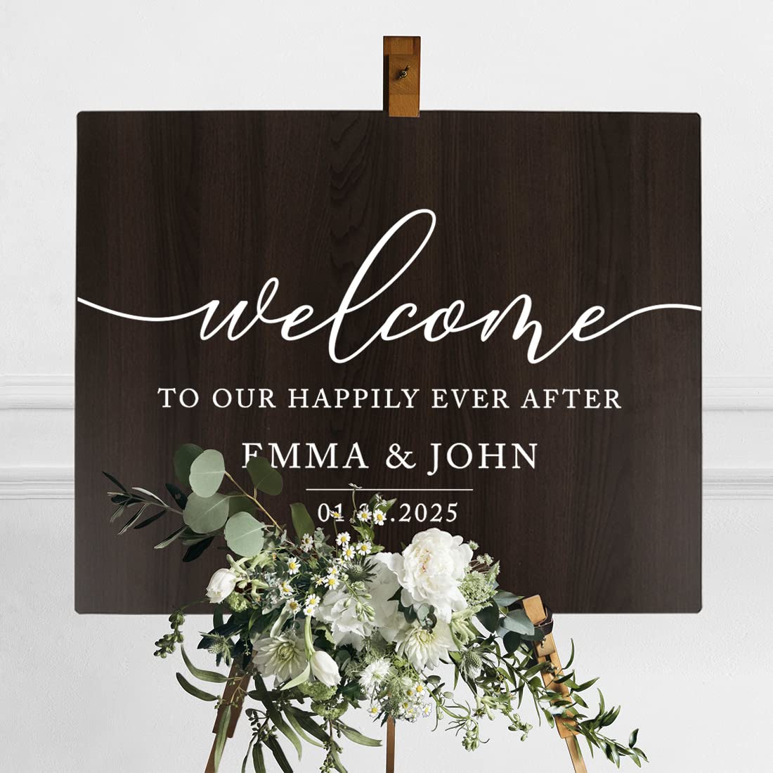 Personalized Large Wooden Welcome Sign for Wedding - 16