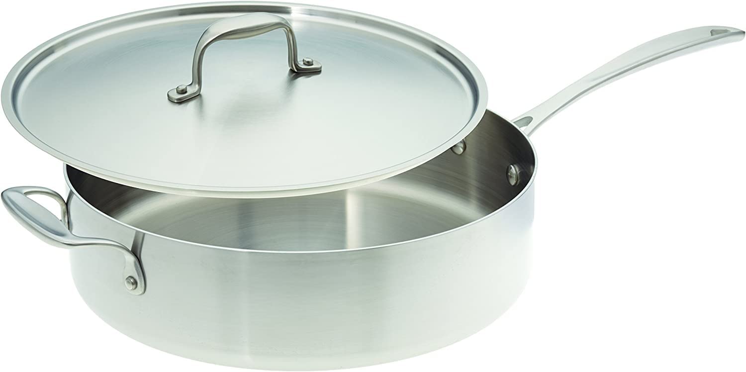 12 Inch Stainless Steel Skillet Saute Pan with Lid - Premium American-Made Cookware for Searing, Frying & Sauteing - Perfect for Home Kitchen, Restaurant & Outdoor Cooking