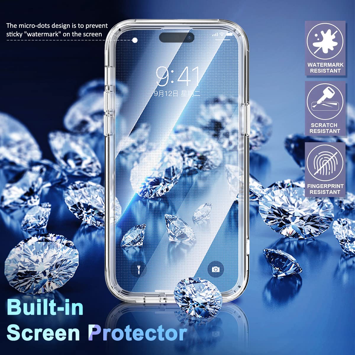 STERKER iPhone 15 Pro Case - Rugged Floral Design with Built-in Screen Protector | Shockproof TPU Bumper Cover for Women & Girls | Butterfly Pattern Protective Phone Case for Daily Use, Outdoor Activities & Travel