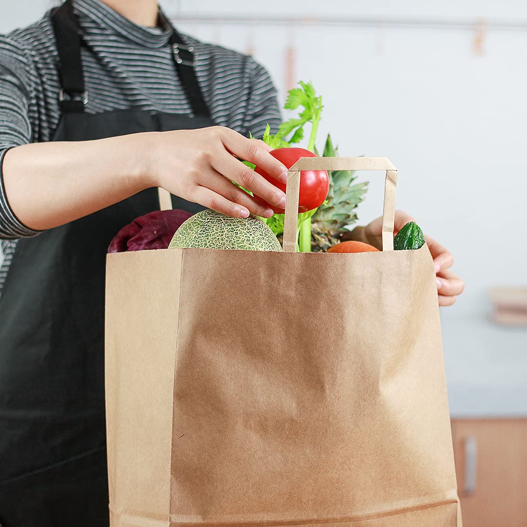 Eco-Friendly 12x7x17 Inch Kraft Paper Shopping Bags - 100 Pack Durable Brown Retail Bags with Handles for Groceries, Gifts & Merchandise | Perfect for Stores, Restaurants & Sustainable Packaging