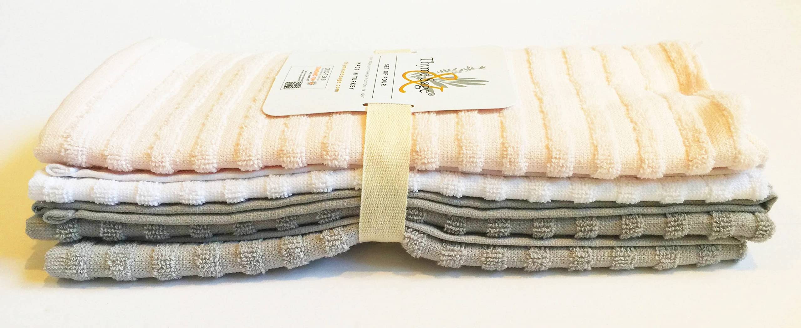 4-Pack Premium Turkish Cotton Kitchen Towels Set - Ultra Absorbent & Quick-Drying Dish Towels, 16