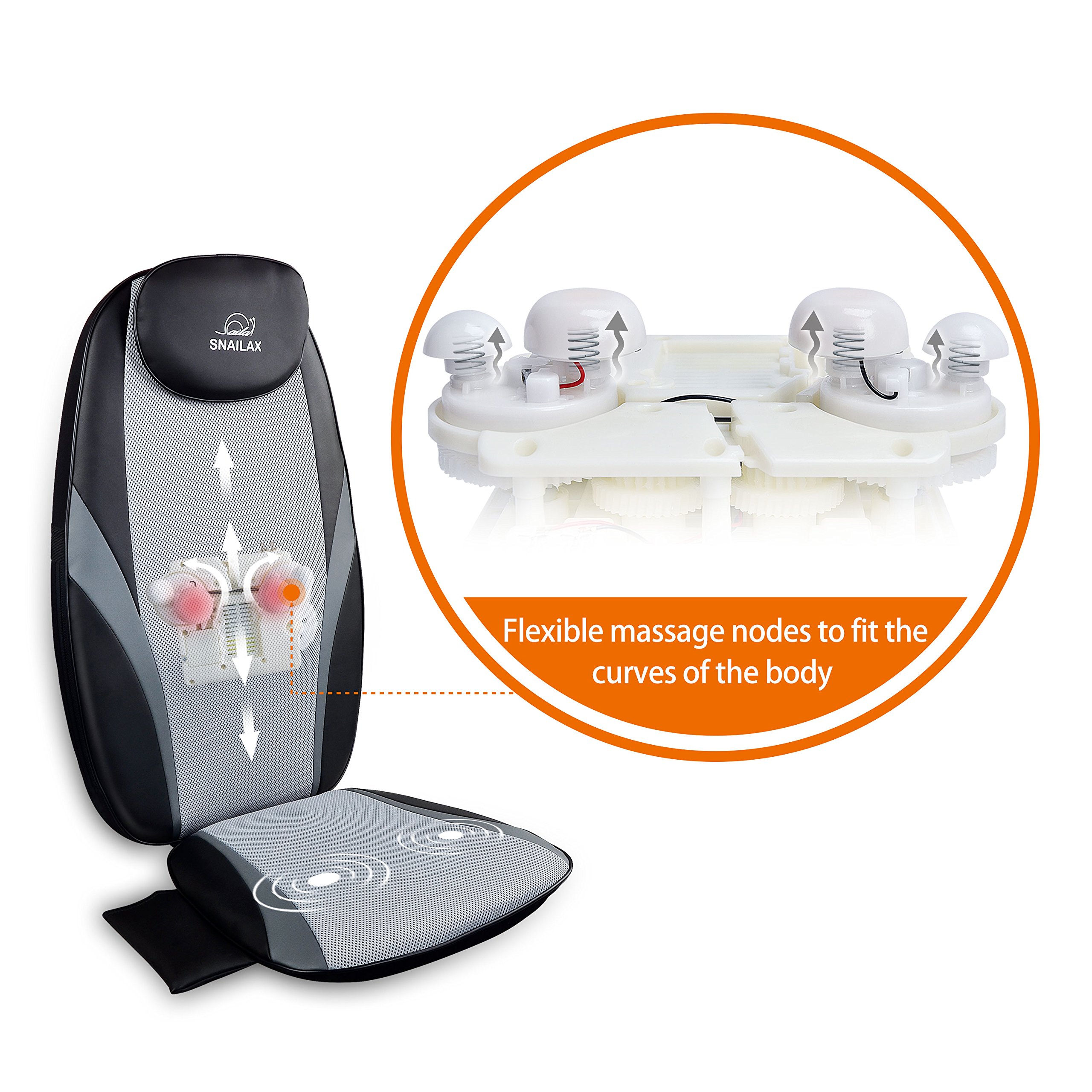 Snailax Shiatsu Massage Cushion with Heat - Kneading Back Massager for Home & Office - Foot Massager Machine with Heating - Perfect for Stress Relief & Muscle Relaxation at Work or Home