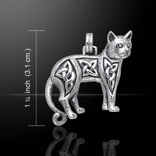 Sterling Silver Celtic Cat Pendant Necklace - 18 Inch Adjustable Chain, Elegant Feline Jewelry Gift for Women - Perfect for Birthday, Anniversary, Christmas and Everyday Wear
