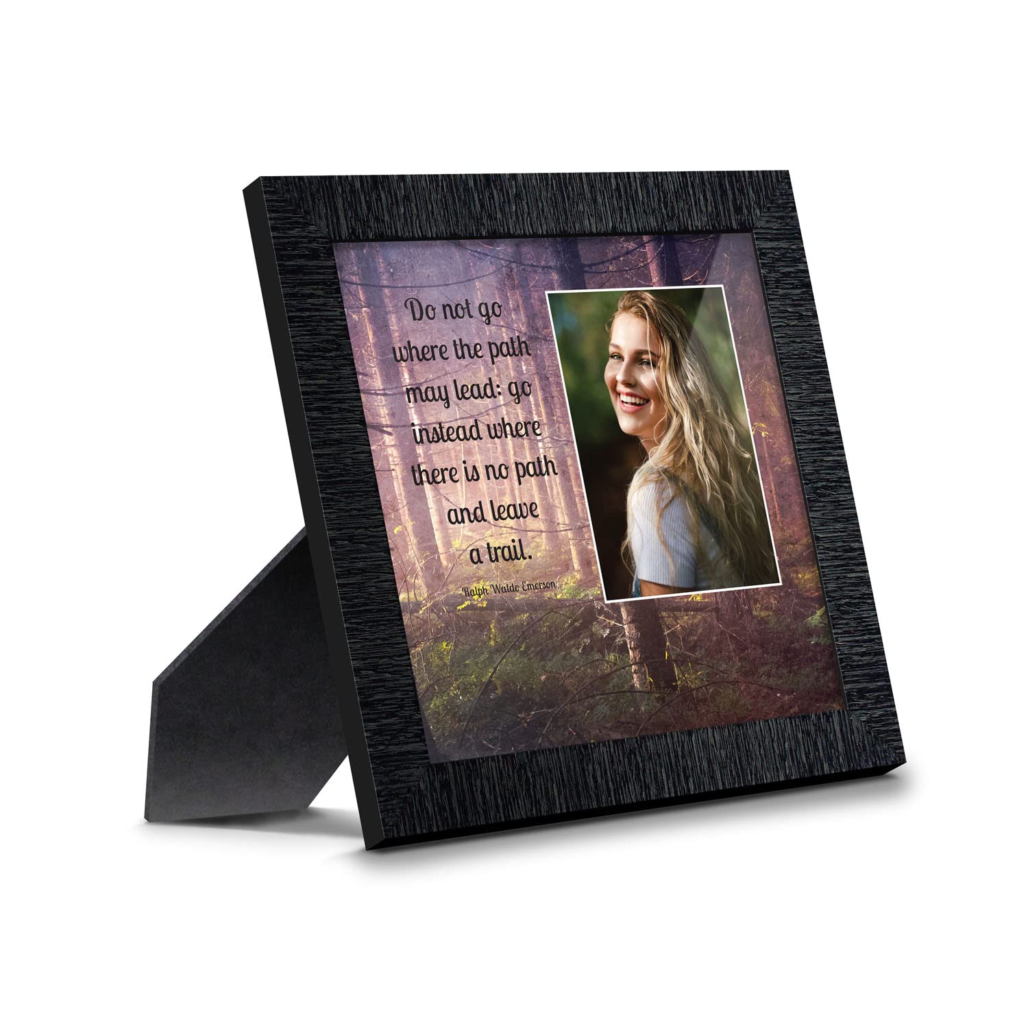 Inspirational Wall Art Decor - Emerson 'Do Not Go Where The Path May Lead' Framed Quote Print - Motivational Office Decor, Graduation Gifts for Men & Boys - Perfect for Home Office, Study Room & Dorm Decor