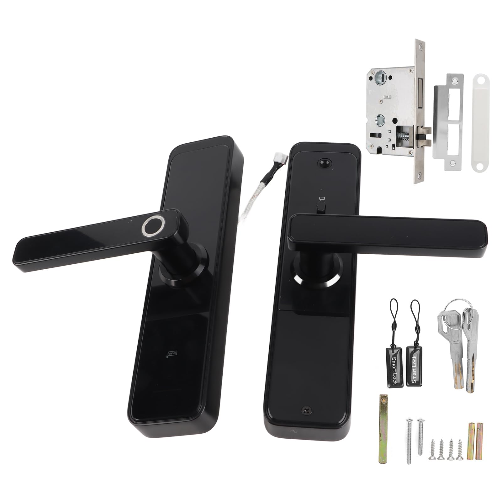 4-in-1 Smart Door Lock - Fingerprint, Key Card, Password & Mechanical Key Entry - Home Security Anti-Theft Electronic Keyless Lock for Apartments, Houses & Offices
