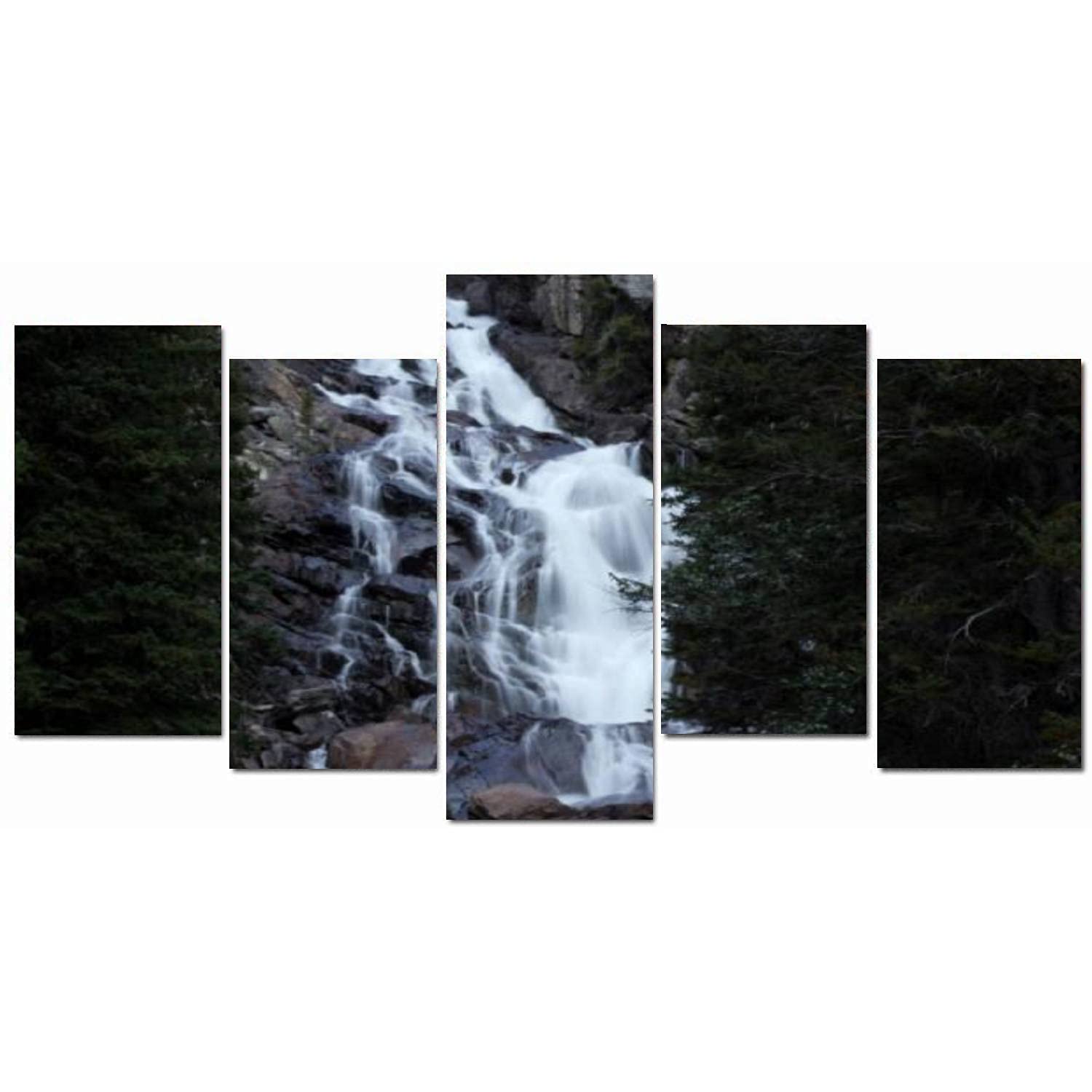ZOANIML 5 Panel Hidden Waterfall Canvas Wall Art - Framed Painting Print Gallery Wrapped Ready to Hang - Nature Landscape Decor for Living Room, Bedroom & Office
