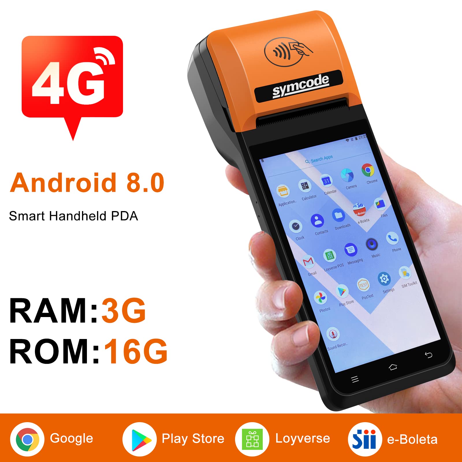 Symcode POS PDA Thermal Receipt Printer with 1D/2D Barcode Scanner - 5.5