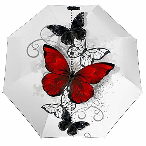 Composition Bright Red Black Butterflies