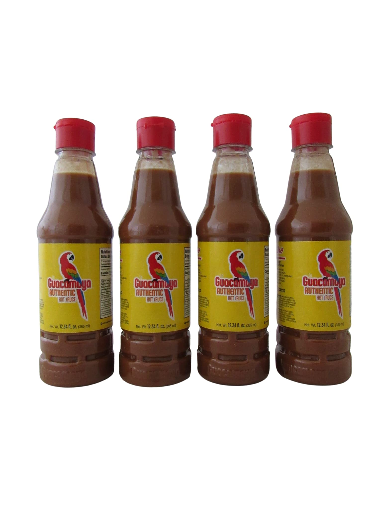 4 Bottles Guacamaya Hot Sauce 12.34 oz - Authentic Mexican Hot Sauce for Tacos, Burritos & Nachos - Spicy Flavor Enhancer for Mexican Cuisine