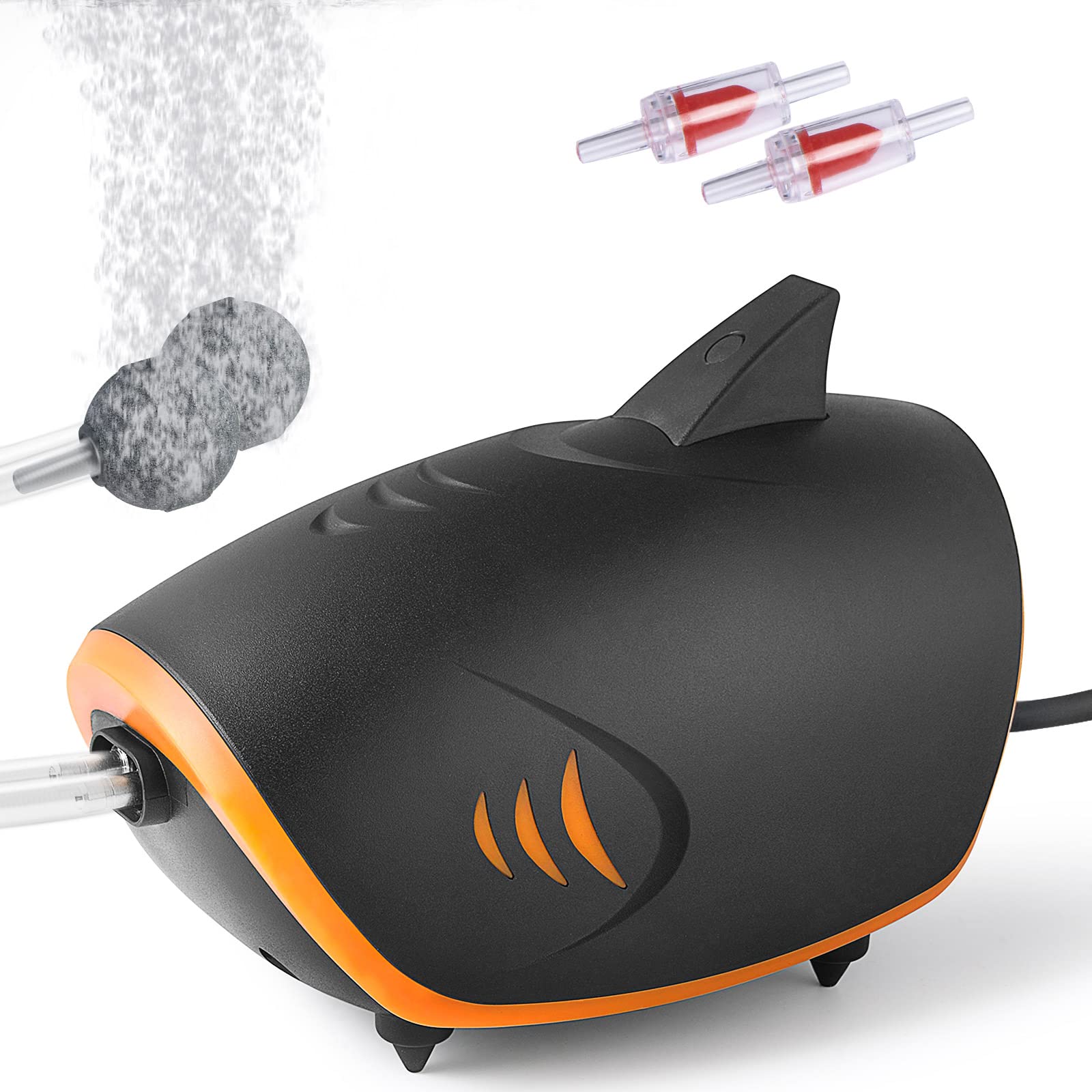 HITOP 4W 110GPH Powerful & Quiet Aquarium Air Pump with 2 Outlets - Adjustable Fish Tank Aerator Pump with Accessories for 20-200 Gallon Tanks - Perfect for Home Aquariums, Fish Breeding & Hydroponics Systems