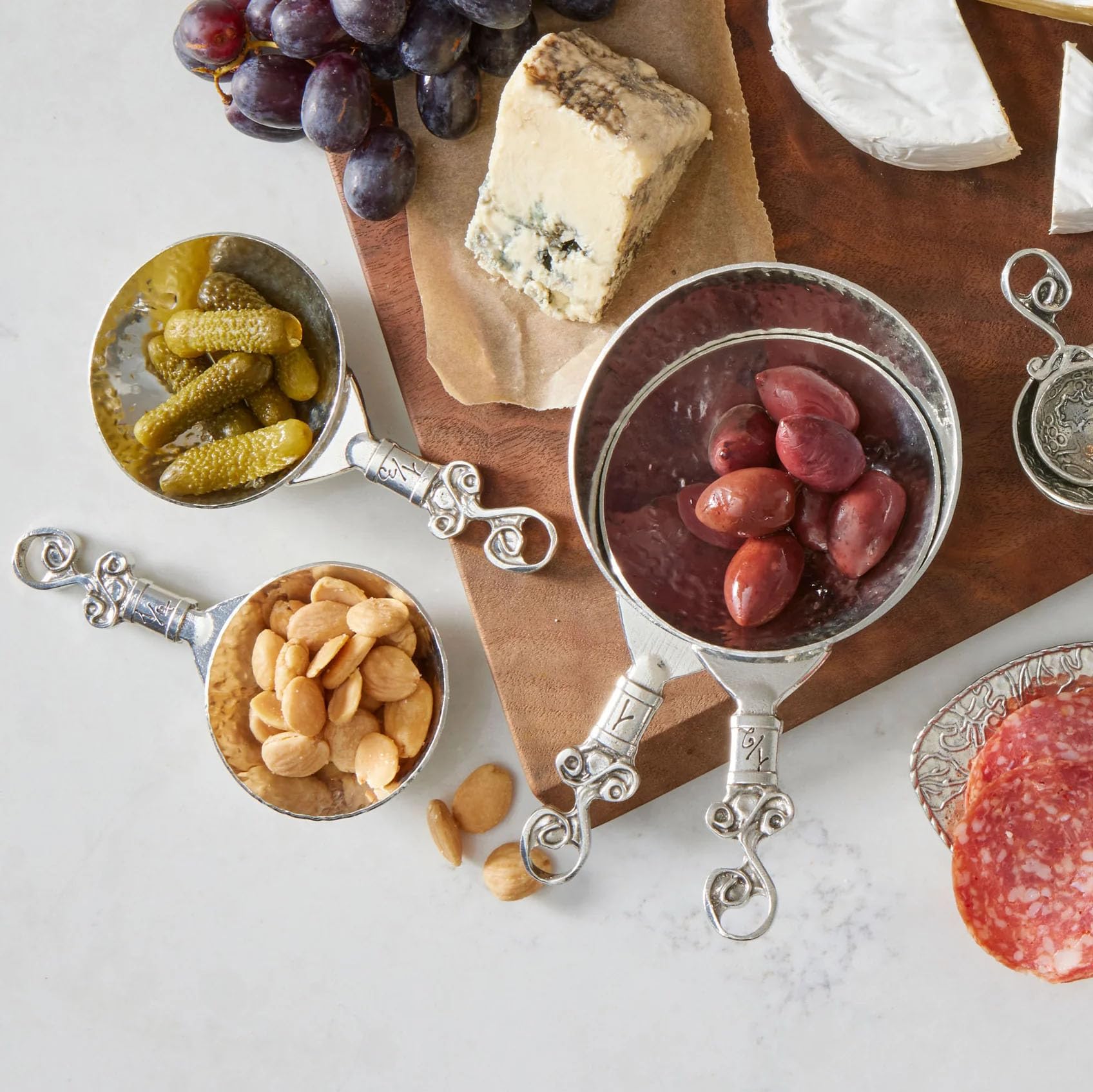 Premium Pewter Measuring Cups Set by Crosby & Taylor Vineyard - Elegant Kitchen Display & Baking Essentials for Home Cooks & Bakers