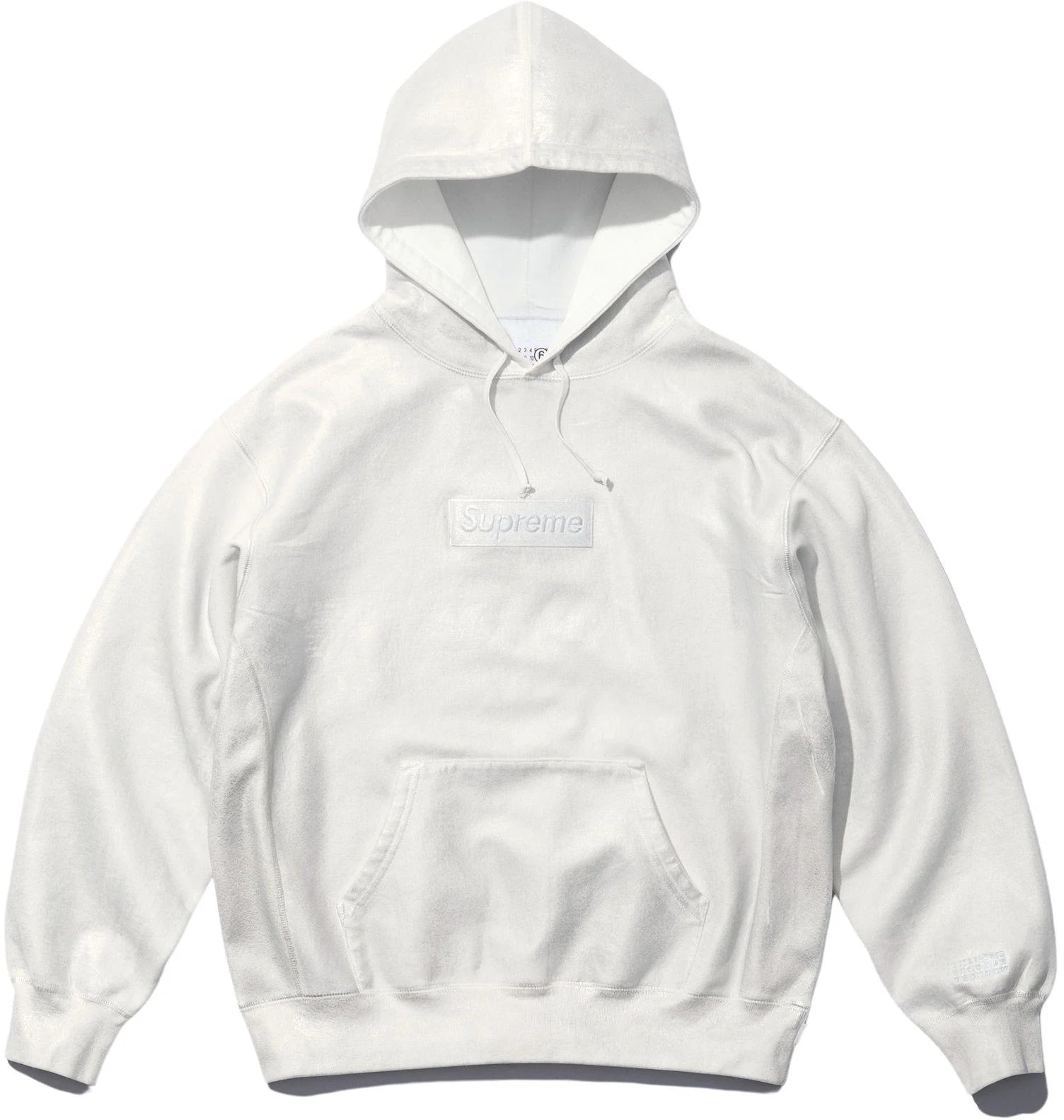 Supreme MM6 Maison Margiela Box Logo Hooded Sweatshirt - White Cotton Pullover for Men & Women | Streetwear Fashion for Urban Style & Casual Outfits