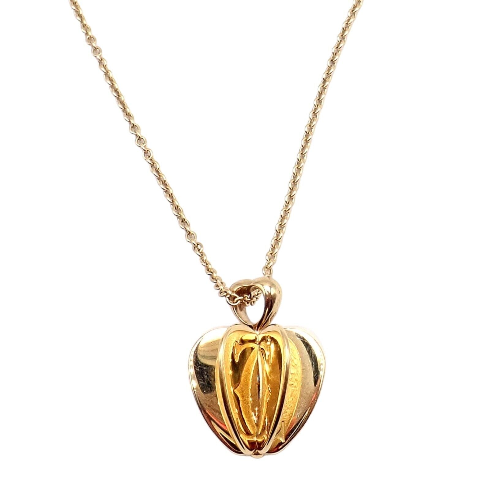 Cartier 18k Yellow Gold Double C 3D Apple Pendant Necklace for Women - Luxury Jewelry Gift for Anniversary, Birthday & Special Occasions