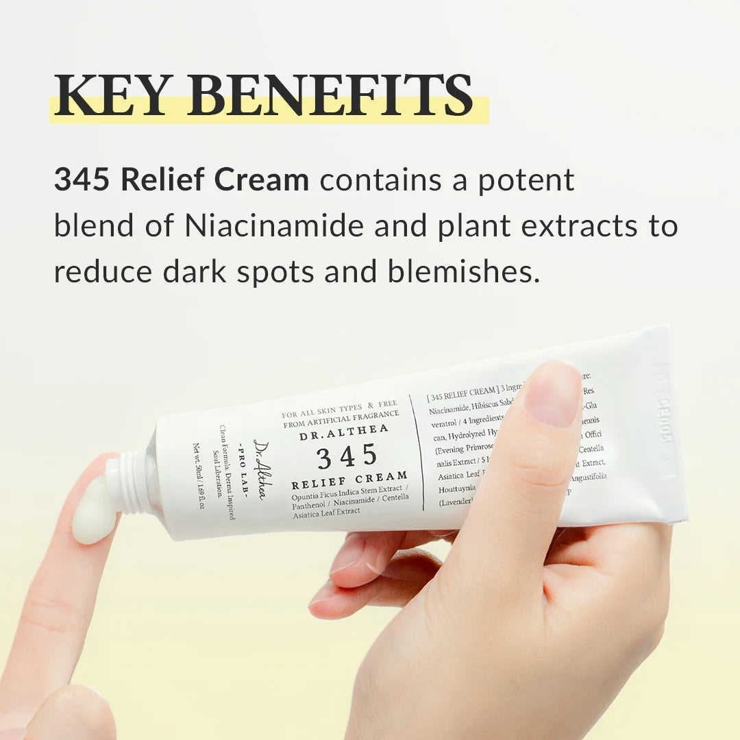 Dr. Althea 345 Relief Cream 50ml - Soothing Moisturizer for Dry, Irritated Skin - Perfect for Eczema, Psoriasis & Dermatitis Care