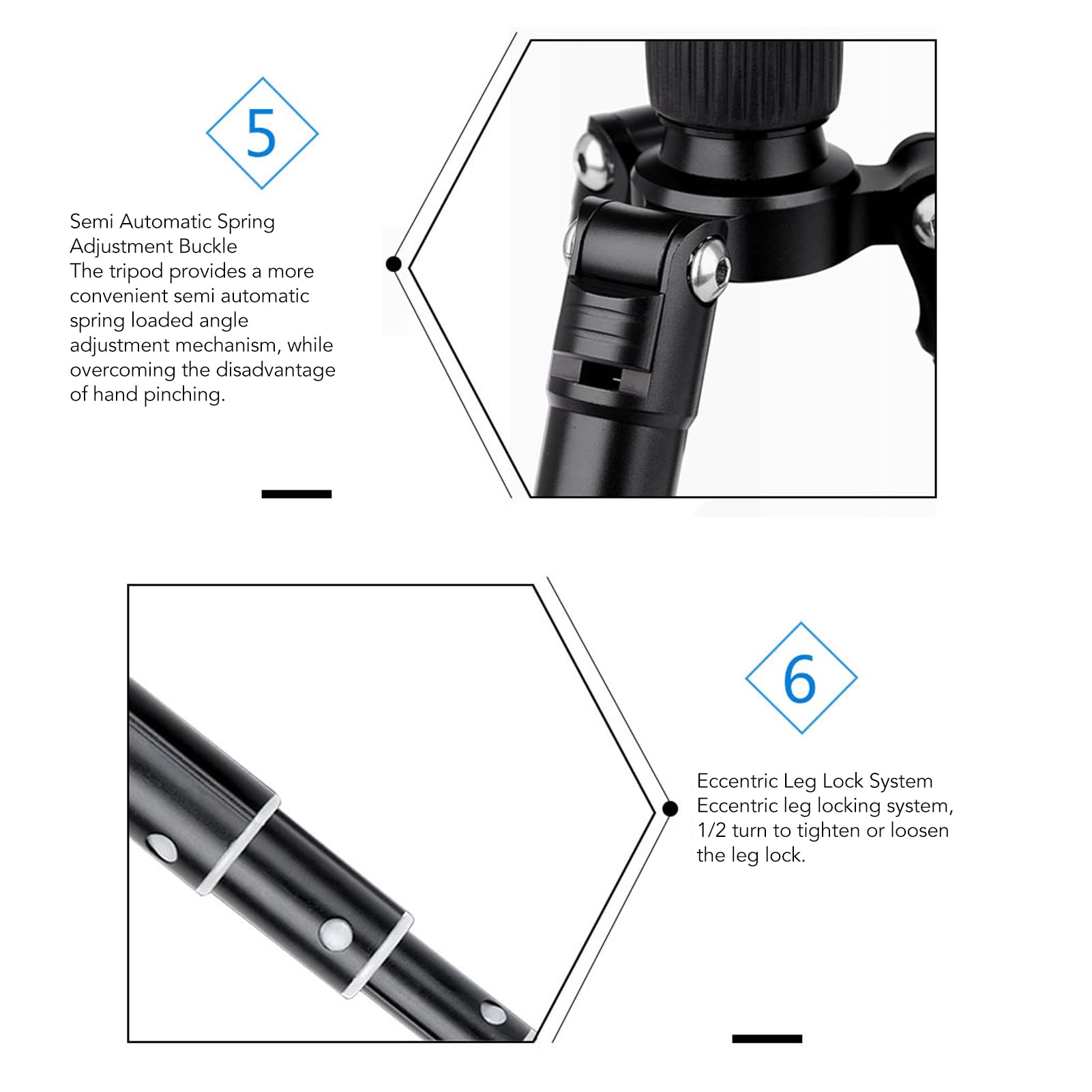 Compact Carbon Fiber Tabletop Tripod with 360° Ball Head & Spring Buckles - Portable Foldable Mini Tripod for DSLR Cameras, Smartphones, Vlogging - Perfect for Travel, Outdoor Photography & Desktop Use