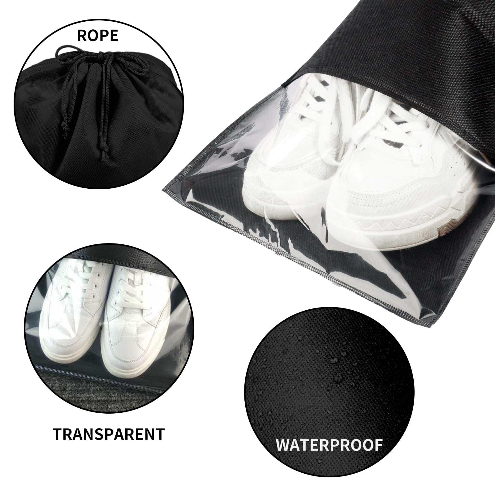 20-Pack Clear Drawstring Shoe Bags for Travel - 12.6