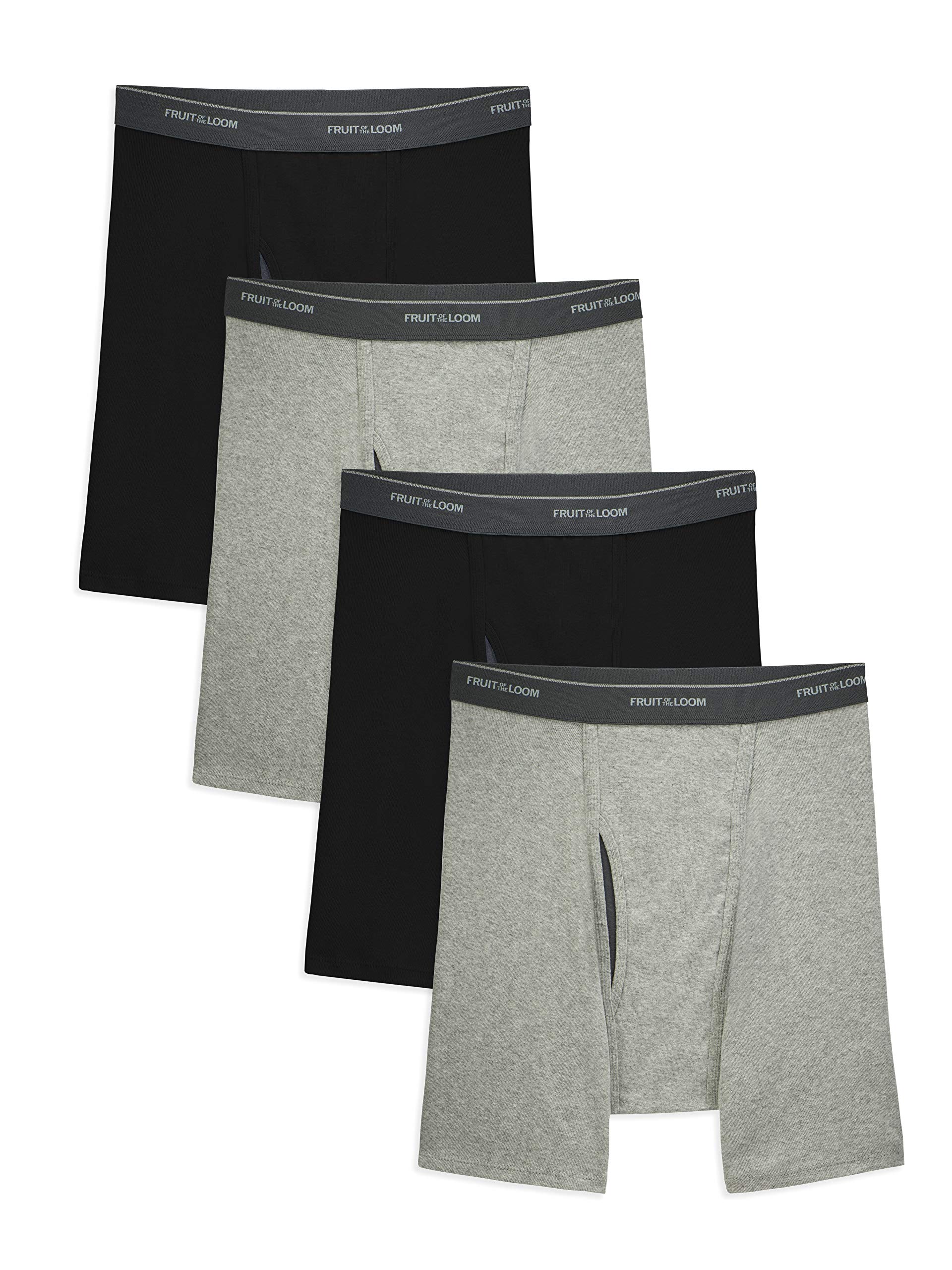 Fruit of the Loom Men's No Ride Up Boxer Briefs - Comfortable Cotton Underwear for Everyday Wear, Workout & Sports